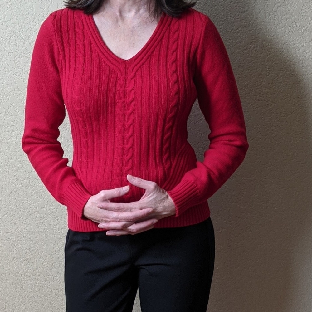 Chaps Red V-Neck Sweater